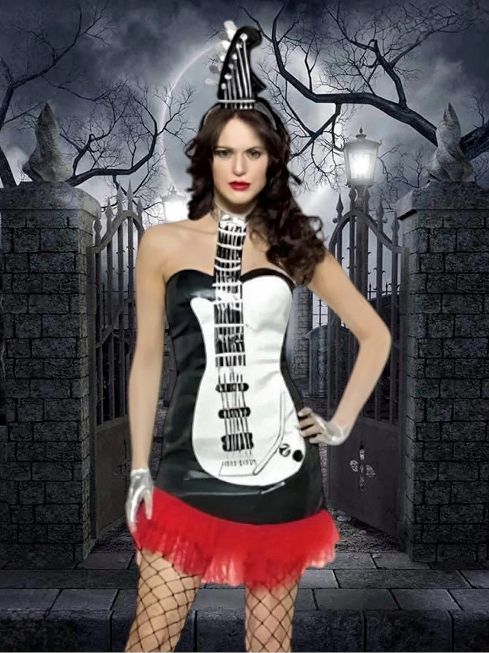 Rasta Imposta Glam Rock Guitar Halloween Costume Mini Dress